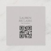 Custom QR Monogram Calling Card Taupe Gray コーリングカード (裏面)