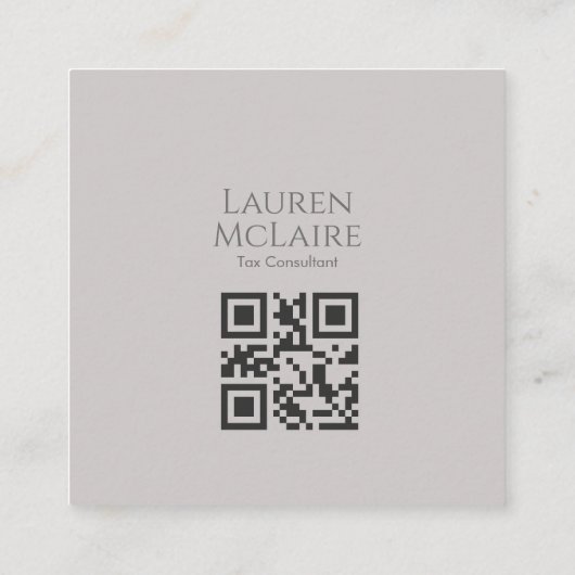 Custom QR Monogram Calling Card Taupe Gray コーリングカード (裏面)
