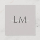 Custom QR Monogram Calling Card Taupe Gray コーリングカード (正面)