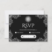 Custom QRCode Elegant Black and White Wedding 出欠カード (正面)