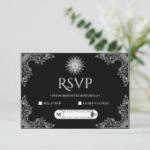 Custom QRCode Elegant Black and White Wedding 出欠カード (スタンド正面)