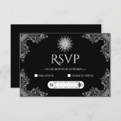 Custom QRCode Elegant Black and White Wedding 出欠カード (正面/裏面)