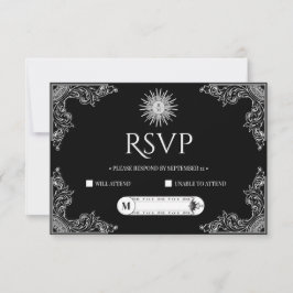 Custom QRCode Elegant Black and White Wedding 出欠カード
