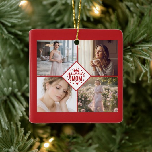 Custom Queen Mom Photo Collage Keepsake セラミックオーナメント (ツリー)