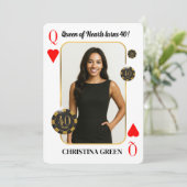 Custom Queen of Hearts Birthday Invite, Casino 招待状 (スタンド正面)