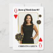 Custom Queen of Hearts Birthday Invite, Casino 招待状 (正面)