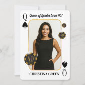 Custom Queen of Spades Birthday Invite, Casino 招待状 (正面)