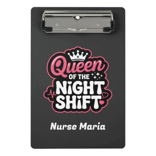 Custom Queen of the Night Shift Pink Nurse Crown ミニクリップボード (正面)