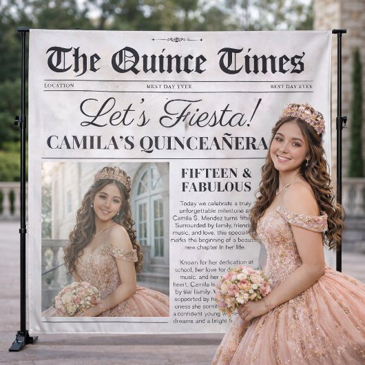 Custom Quinceañera Backdrop Newspaper Tapestry タペストリー