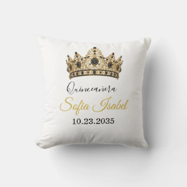 Custom Quinceañera Gold Tiara Throw Pillow クッション