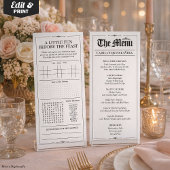 Custom Quinceañera Menu, Black White Interactive メニュー