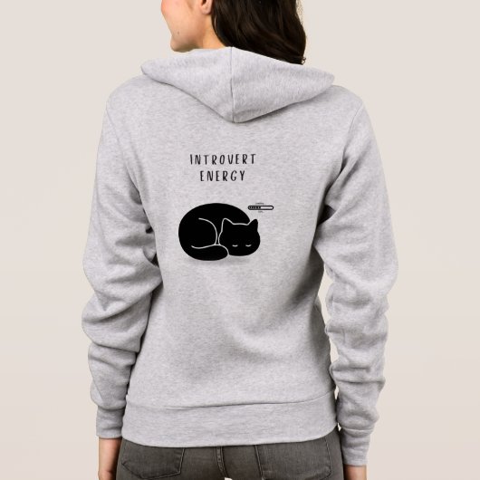 Custom Quote Black Cat Introvert Energy Women's  パーカ (裏面)