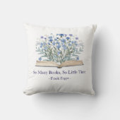 Custom Quote Blue Wildflowers Grow From Book クッション (正面)