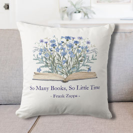 Custom Quote Blue Wildflowers Grow From Book クッション