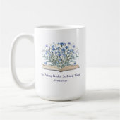 Custom Quote Blue Wildflowers Grow From Book コーヒーマグカップ (左)