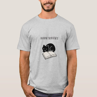 Custom Quote Booktrovert Minimalist Cat Men’s Tシャツ