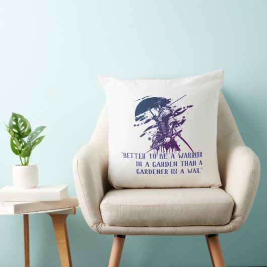 Custom Quote Japanese Samurai Blue Ink Art Pillow クッション (椅子)