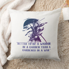 Custom Quote Japanese Samurai Blue Ink Art Pillow クッション