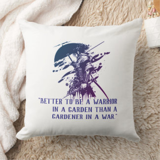 Custom Quote Japanese Samurai Blue Ink Art Pillow クッション