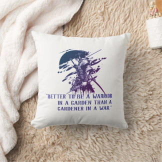 Custom Quote Japanese Samurai Blue Ink Art Pillow クッション