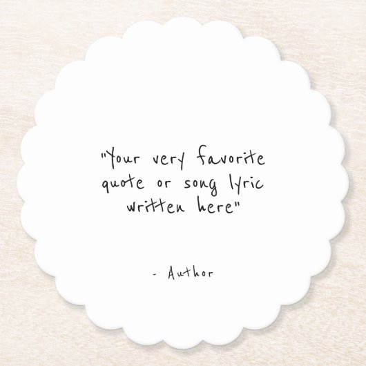 Custom quote minimalist ペーパーコースター (正面)