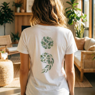 Custom Quote Sage Green Semicolon Nature Healing  Tシャツ