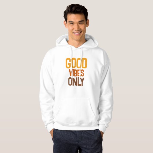 Custom Quote Text Modern Mens Good Vibes Only パーカ (正面フル)