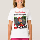 Custom Race Car Driver's Crew 1st Birthday  Tシャツ (正面)
