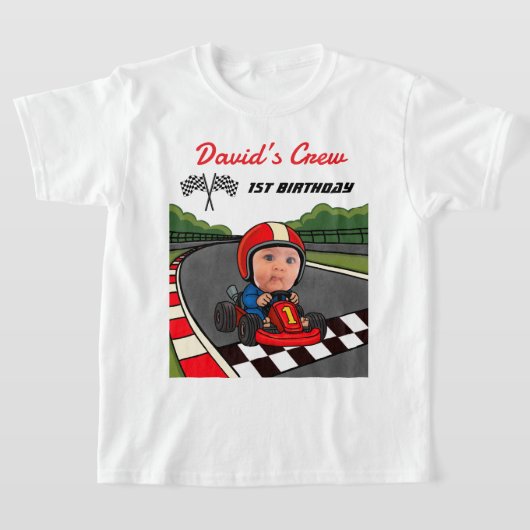 Custom Race Car Driver's Crew 1st Birthday  Tシャツ (レイダウン)