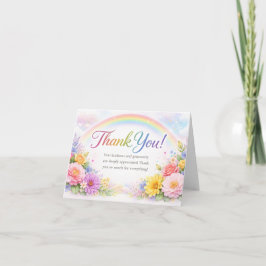 Custom Rainbow Floral Thank You Card | Elegant サンキューカード