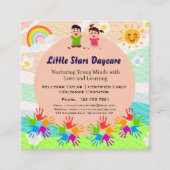 Custom Rainbow Handprint Sun Daycare Card Template スクエア名刺 (正面)