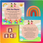 Custom Rainbow Handprint Sun Daycare Card Template スクエア名刺