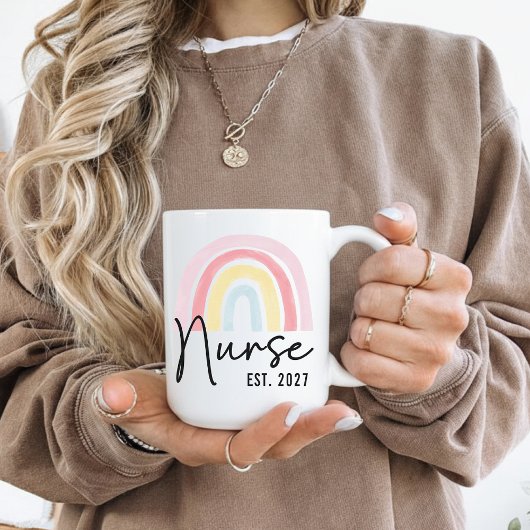 Custom Rainbow Nurse Graduation Mug Gift for Her コーヒーマグカップ