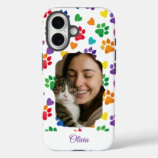Custom Rainbow Paw Print Photo Phone Case  Case-Mate iPhoneケース (裏面)