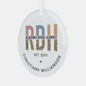 Custom RDH Registered Dental Hygienist Gifts ガラスオーナメント (正面左)