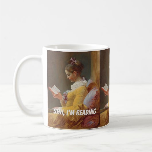 Custom Reading Mug – Shh I'm Reading コーヒーマグカップ (左)