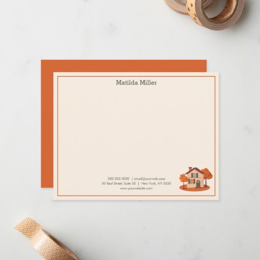 Custom Real Estate Autumn House Note Card ノートカード (正面/裏面インサイチュ)