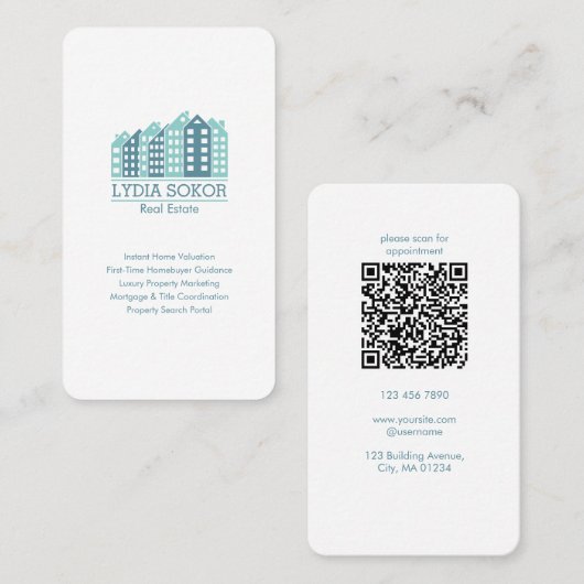 Custom Real Estate Business Card with QR Code 名刺 (正面/裏面)