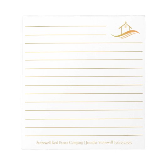 Custom Real Estate Company Gold House Realtor ノートパッド (正面)