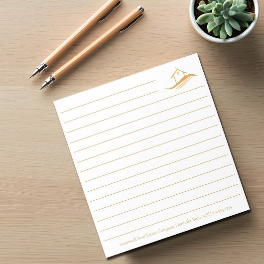 Custom Real Estate Company Gold House Realtor ノートパッド