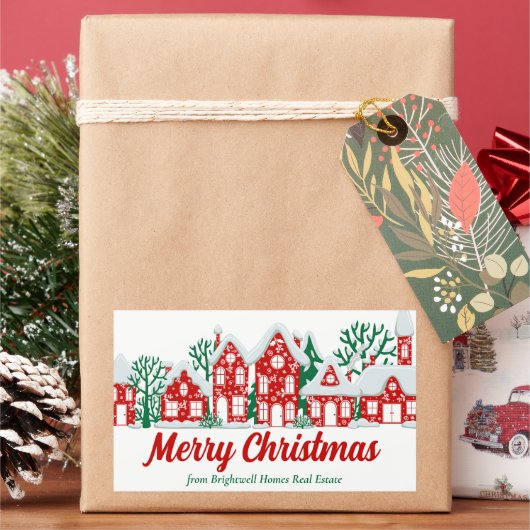 Custom Real Estate Company Merry Christmas Gift 長方形シール (クリスマス)