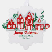 Custom Real Estate Company Merry Christmas Houses オーナメントカード (正面)