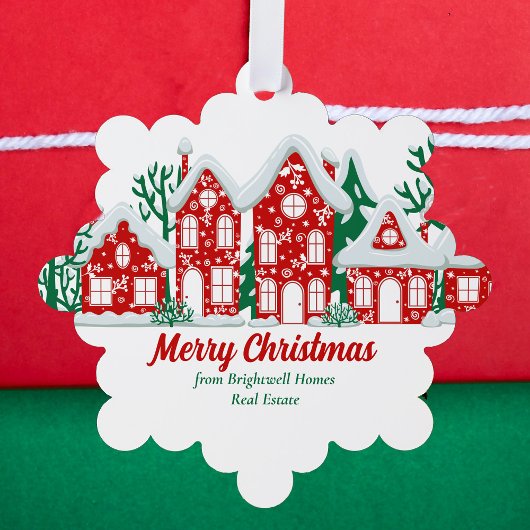 Custom Real Estate Company Merry Christmas Houses オーナメントカード