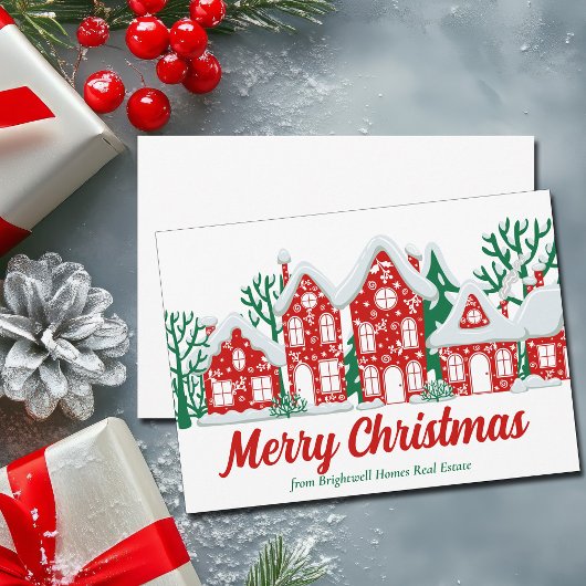 Custom Real Estate Company Merry Christmas Houses シーズンカード