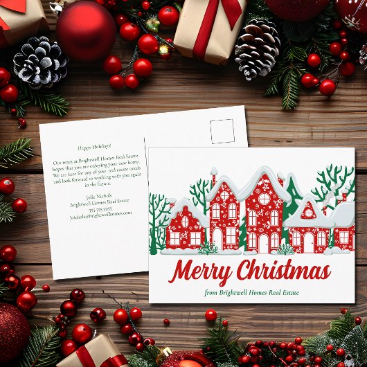 Custom Real Estate Company Merry Christmas Houses シーズンポストカード