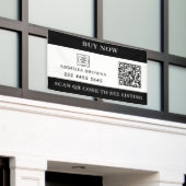 Custom Real Estate QR | For Sale Black White  横断幕 (ビルの外側)