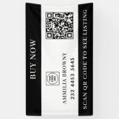 Custom Real Estate QR | For Sale Black White  横断幕 (縦)