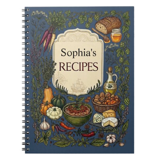 Custom Recipe Book, Gift for her/him/Mom ノートブック (正面)