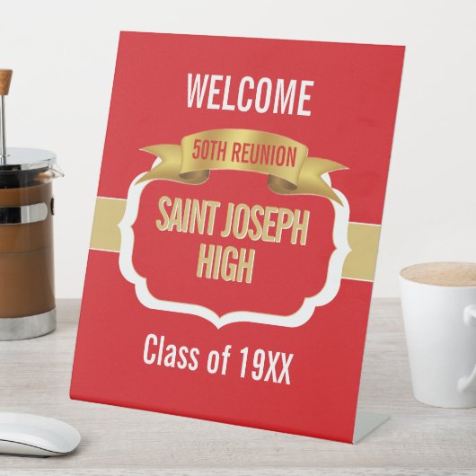Custom Red 50th Class Reunion  台座サイン (インサイチュ)