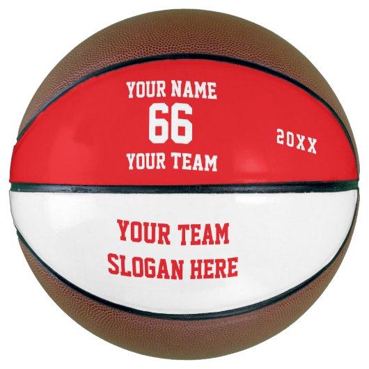 Custom Red Basketball with Name, Number, Team バスケットボール (正面)